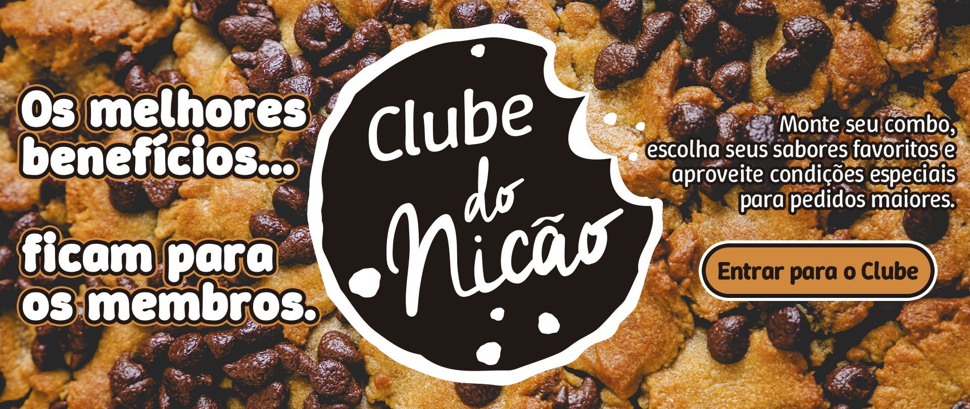 Banner do Clube do Nicão com benefícios para membros.